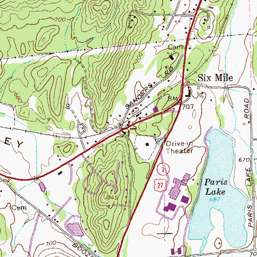 Topographic Map of Six Mile Cemetery, GA