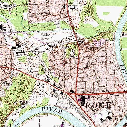 Topographic Map of Solid Rock Baptist Church, GA