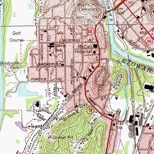 Topographic Map of South Rome School, GA