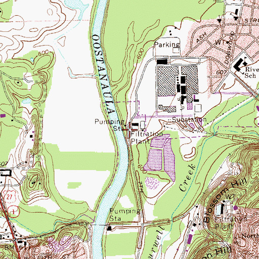 Topographic Map of Summerville Park, GA