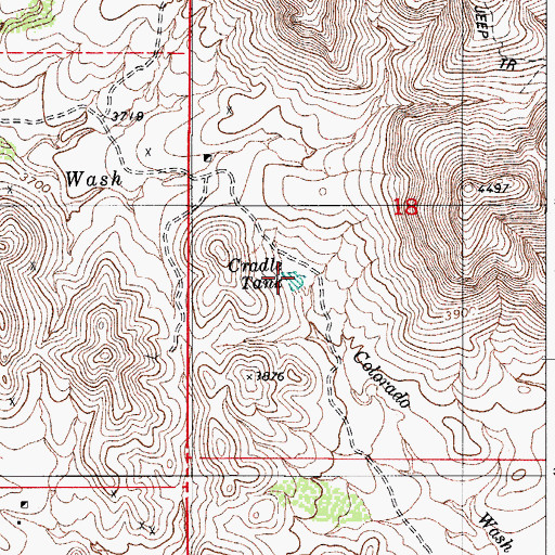 Topographic Map of Cradle Tank, AZ