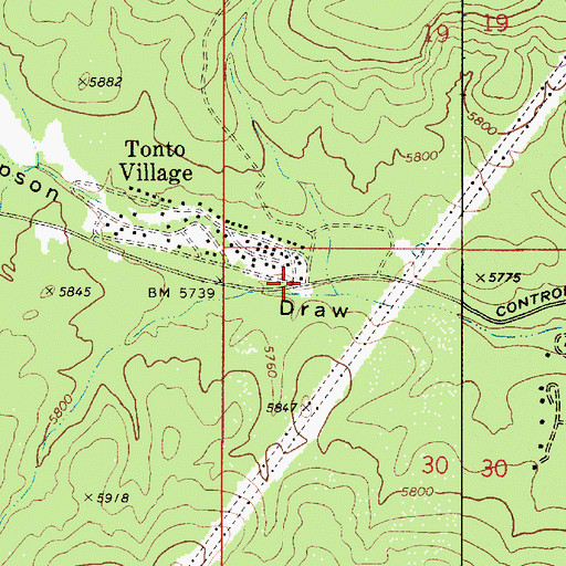 Topographic Map of Tonto Village, AZ