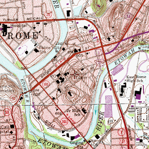 Topographic Map of Tower Hill, GA