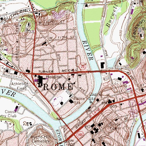 Topographic Map of Trinity United Methodist Church, GA