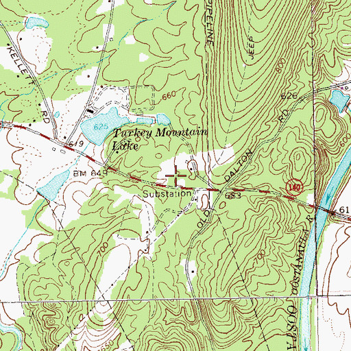 Topographic Map of Turkey Mountain Recreation Center, GA