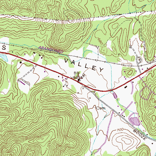 Topographic Map of Vanns Valley Cemetery, GA