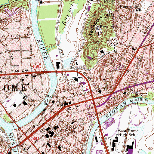 Topographic Map of Village Shopping Center, GA