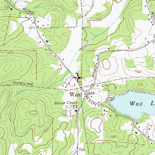 Topographic Map of Wax Baptist Church, GA