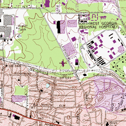 Topographic Map of West Central Elementary School, GA