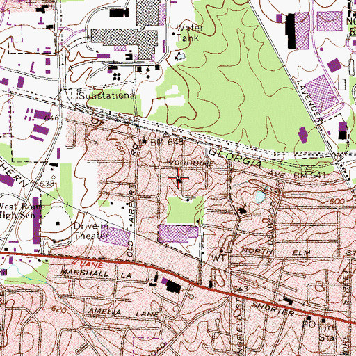 Topographic Map of West End Baptist Church, GA