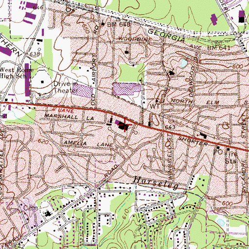 Topographic Map of West End Shopping Center, GA