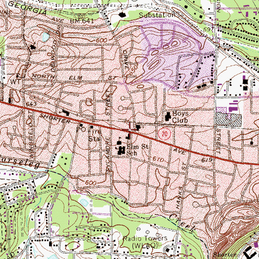 Topographic Map of West Rome United Methodist Church, GA