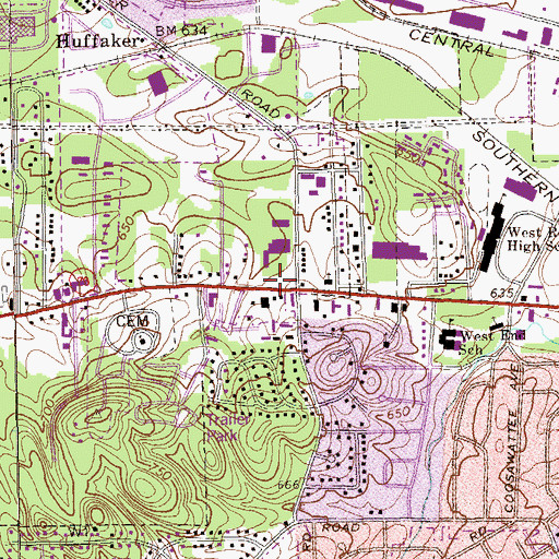 Topographic Map of Westside Village Shopping Center, GA