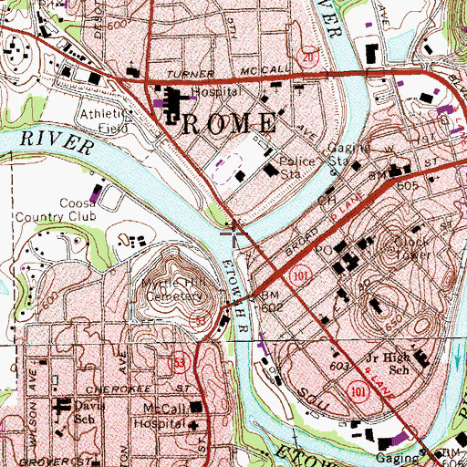 Topographic Map of Widow Fools Ferry (historical), GA