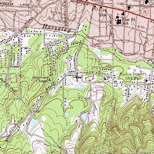 Topographic Map of Wilkerson Road Baptist Church, GA