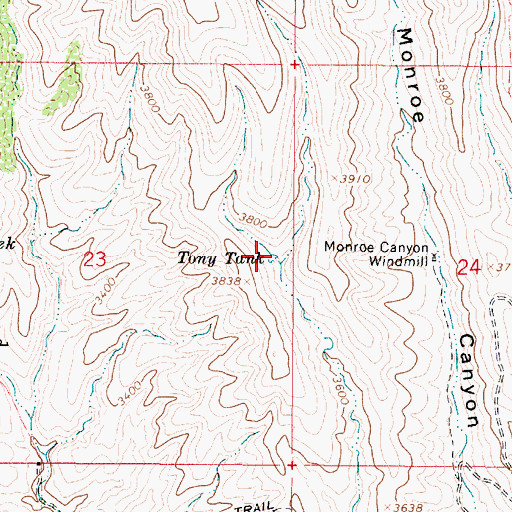 Topographic Map of Tony Tank, AZ