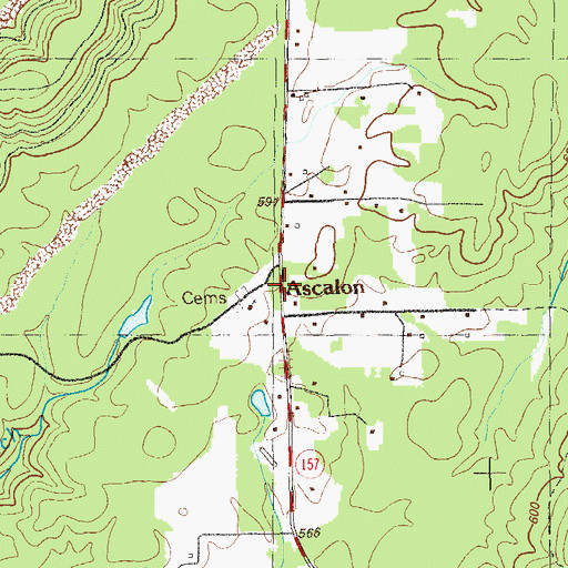 Topographic Map of Ascalon, GA