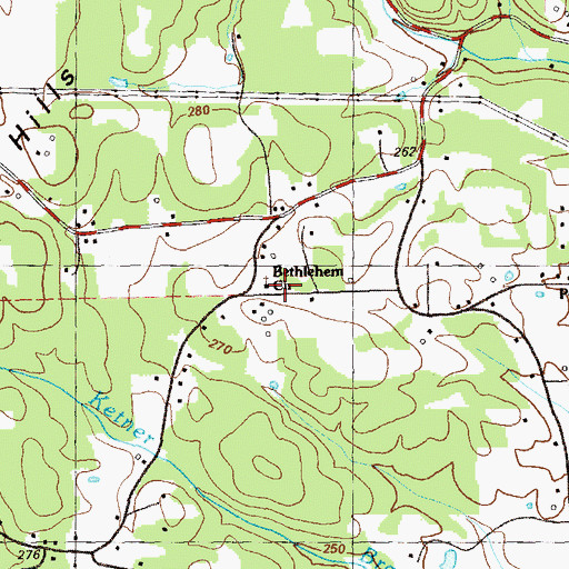 Topographic Map of Bethlehem Church, GA