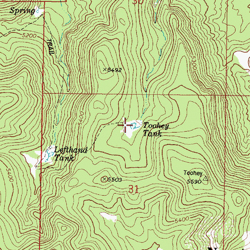 Topographic Map of Toohey Tank, AZ