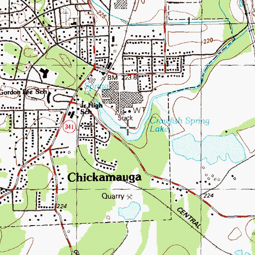 Topographic Map of Blue Hole, GA