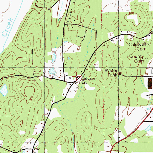 Topographic Map of Calvary Church, GA