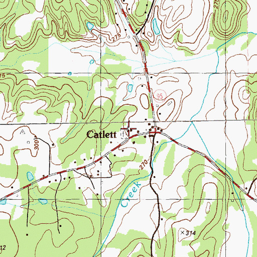 Topographic Map of Catlett First Church of God, GA