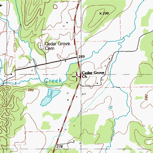Topographic Map of Cedar Grove Camp Ground (historical), GA