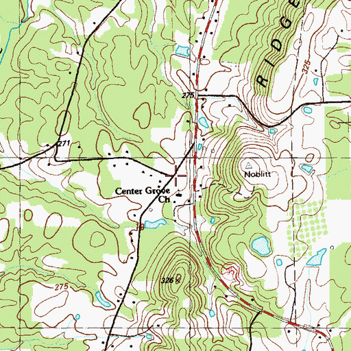 Topographic Map of Center Grove, GA