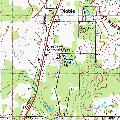 Topographic Map of Center Point Cemetery, GA