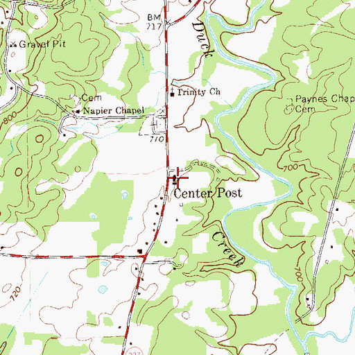Topographic Map of Center Post School, GA
