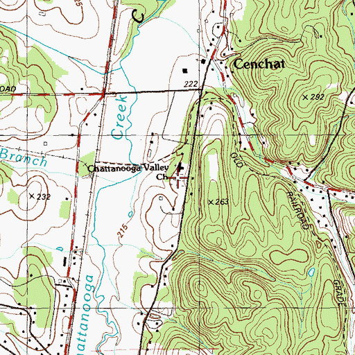 Topographic Map of Chattanooga Valley Cemetery, GA