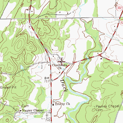 Topographic Map of Chattooga Academy (historical), GA