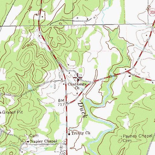 Topographic Map of Chattooga Cemetery, GA