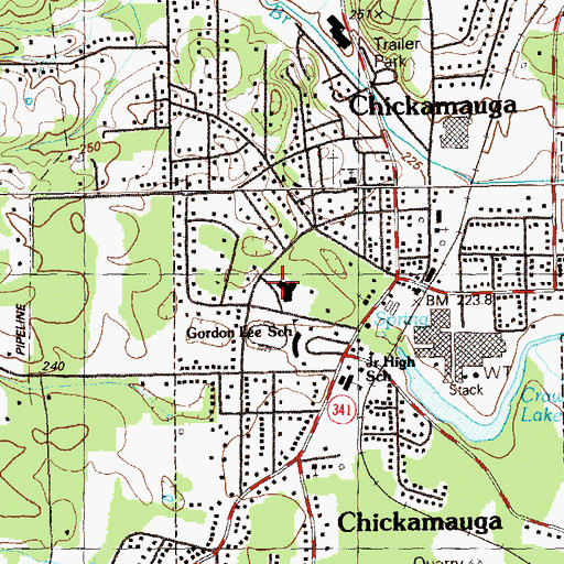 Topographic Map of Chickamauga Elementary School, GA