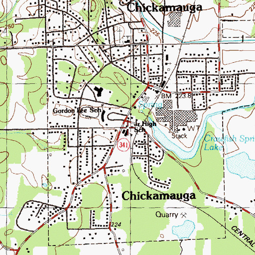 Topographic Map of Chickamauga High School (historical), GA