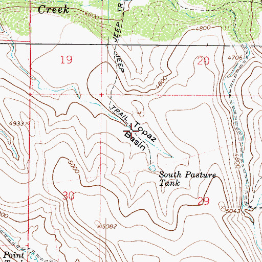 Topographic Map of Topaz Basin, AZ