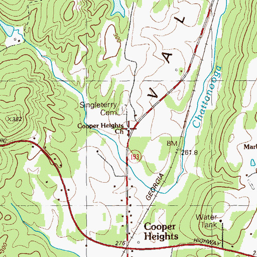 Topographic Map of Cooper Heights Church, GA