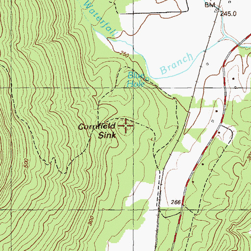 Topographic Map of Cornfield Sink, GA