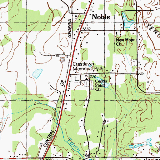 Topographic Map of Crestlawn Memorial Park, GA