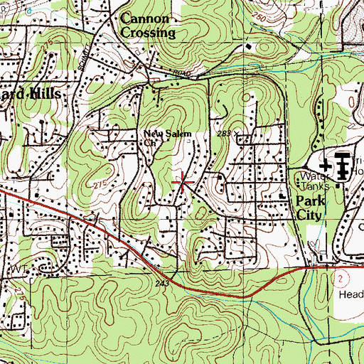Topographic Map of Dewberry Town, GA