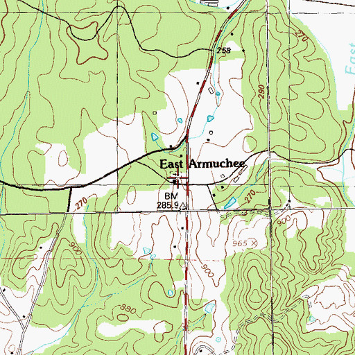 Topographic Map of East Armuchee Baptist Church, GA