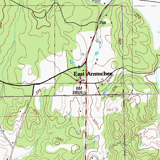 Topographic Map of East Armuchee Cemetery, GA