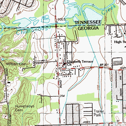 Topographic Map of Elizabeth Terrace Church, GA