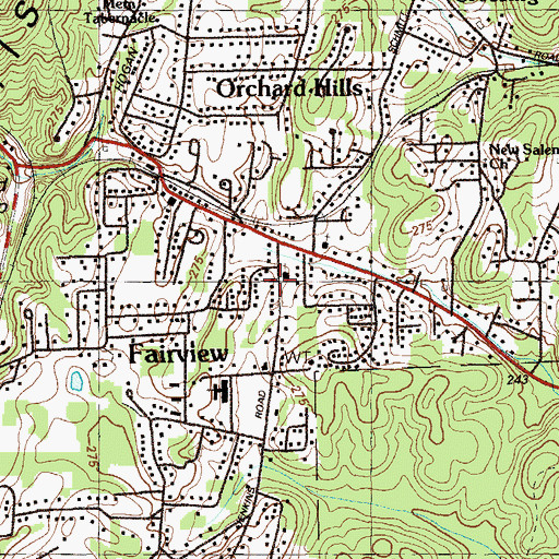 Topographic Map of Fairview Baptist Church, GA