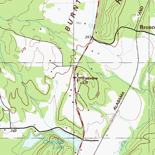 Topographic Map of Fairview Church, GA