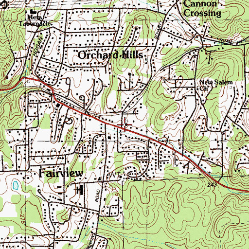 Topographic Map of Fairview Church of the Nazarene, GA
