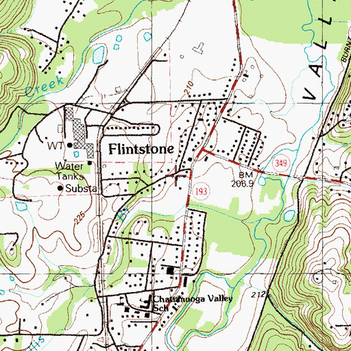 Topographic Map of Flintstone Baptist Church, GA