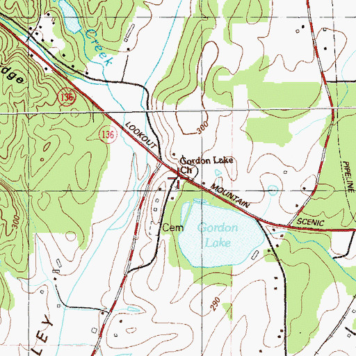 Topographic Map of Gordon Lake Church, GA