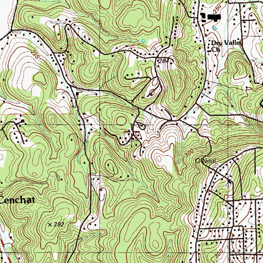Topographic Map of Green Hills, GA