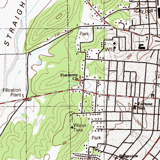 Topographic Map of Harmony Church, GA
